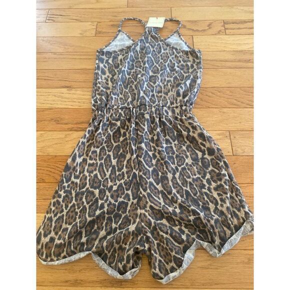 NWT Rolla Coster women's animal leopard print tied waist racerback romper small - Picture 7 of 9